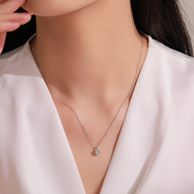 925 Sterling Silver Zircon Flower Pendant Necklace