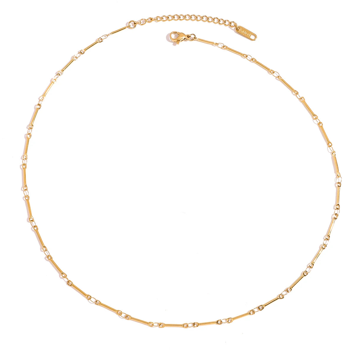 J&D 18k PVD Gold Plated Stainless Steel Necklace Vintage Simple Handmade Chain Bar Necklace Choker
