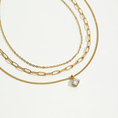 Paperclip Chain Three-Layer Necklace
