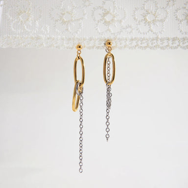 Two Tone Chain Tassel Earrings
