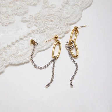 Two Tone Chain Tassel Earrings