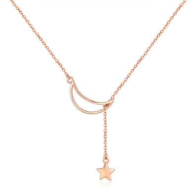 925 Sterling Silver Moon and Star Tales Chain Link Pendant Necklace Fine Jewelry with Zircon for Women for Wedding Gift SCN108