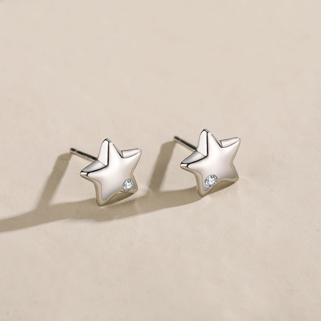 925 Sterling Silver Little Stars Zircon Stud Earrings - Kimiko
