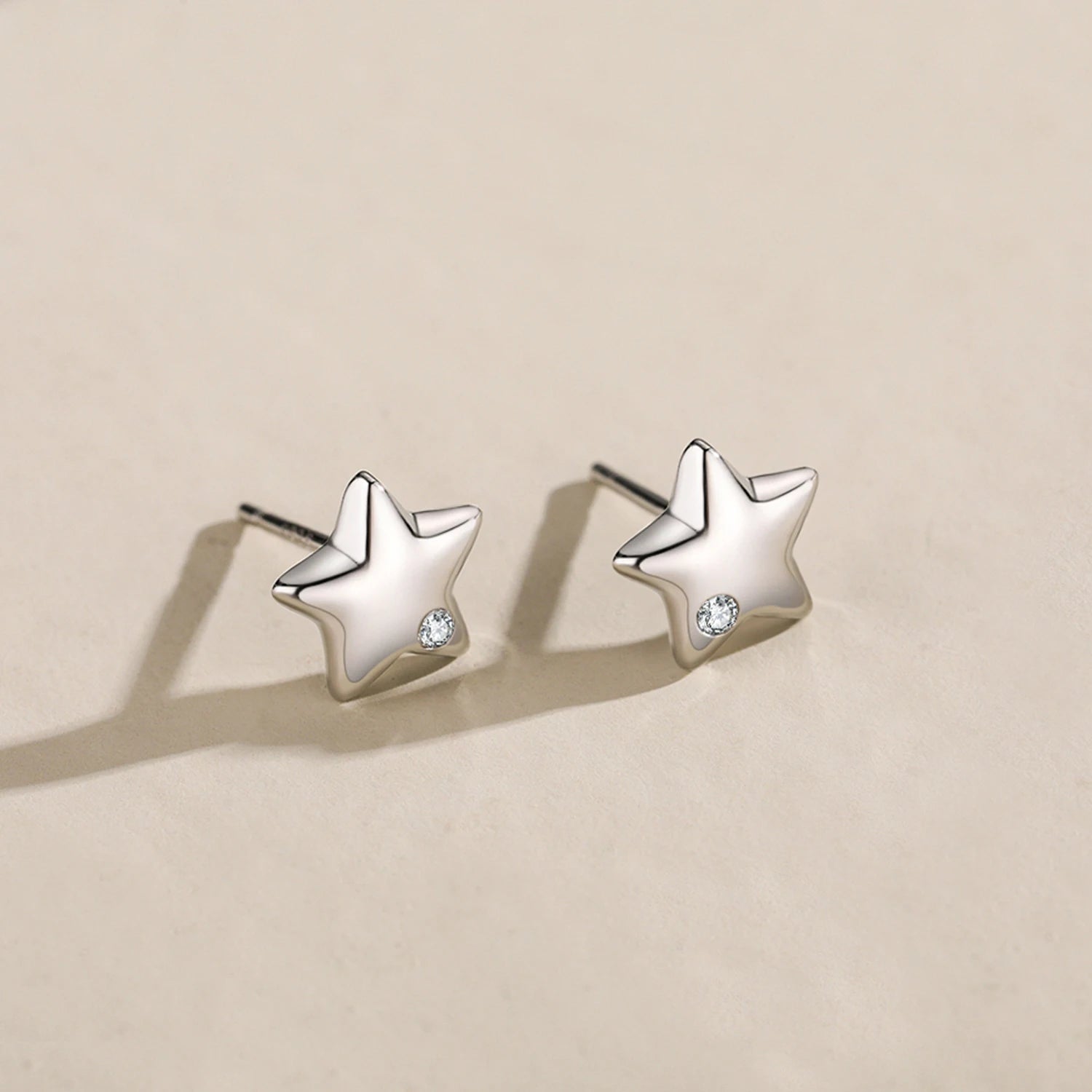 925 Sterling Silver Little Stars Zircon Stud Earrings