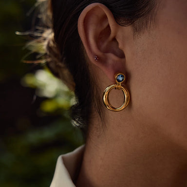 Blue Cubic Zircon Hoop Earring