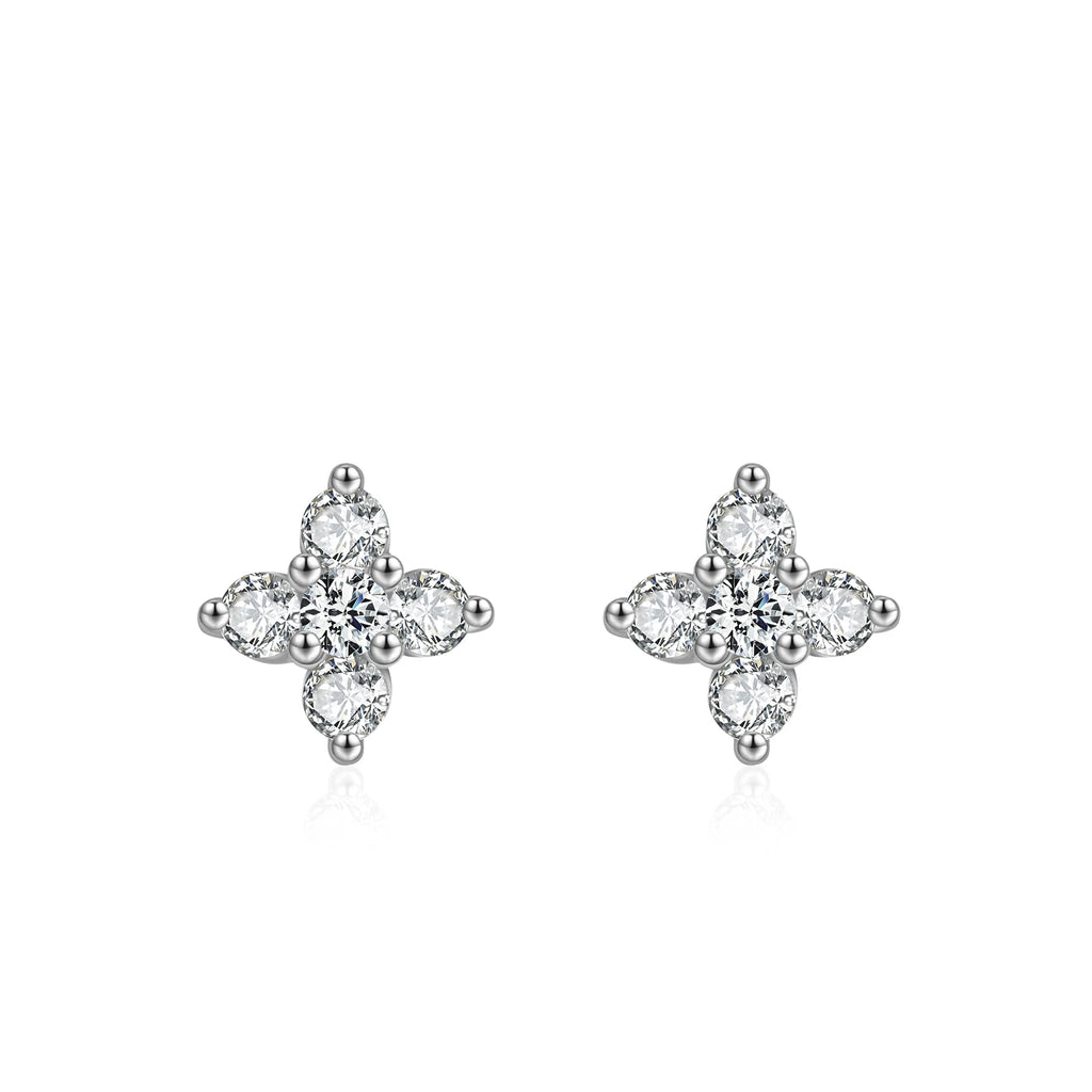 Four-leaf Clover Flower Stud Earrings