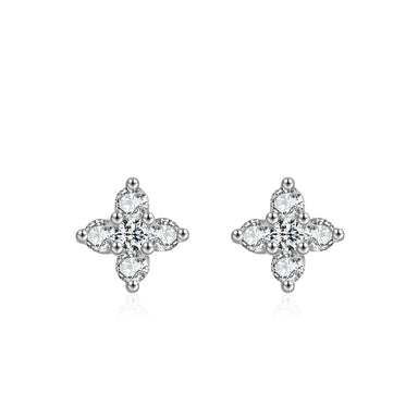 Four-leaf Clover Flower Stud Earrings