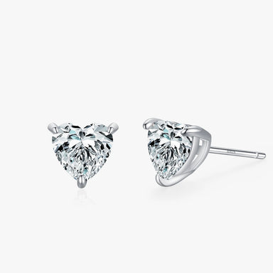 925 Sterling Silver Heart Solitaire Studs - Kimiko