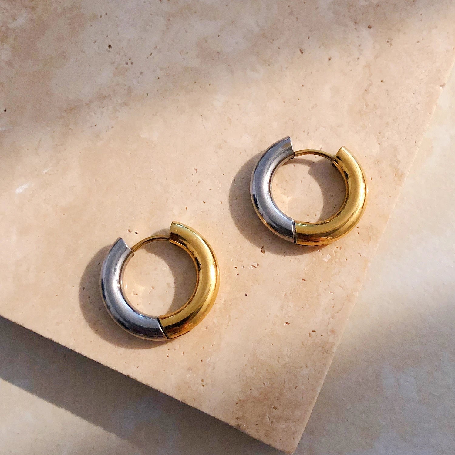 Dual tone Hoop Earrings