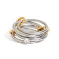 Two Tone Mosaic Multi-finger Zircon Link Rings