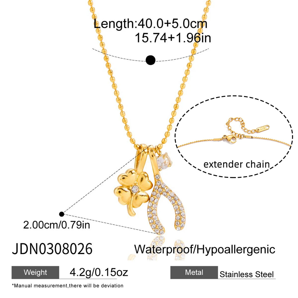 Wishbone Bead Chain Lucky Charms Necklace