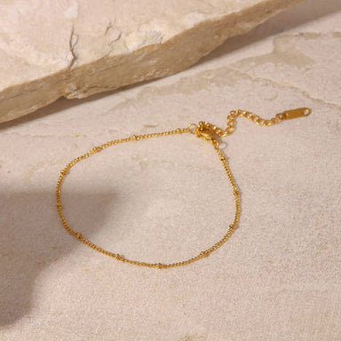 2022 Trendy 18K Gold Plated Stainless Steel Dainty Classic Beads Chain Anklets for Women Jewelry