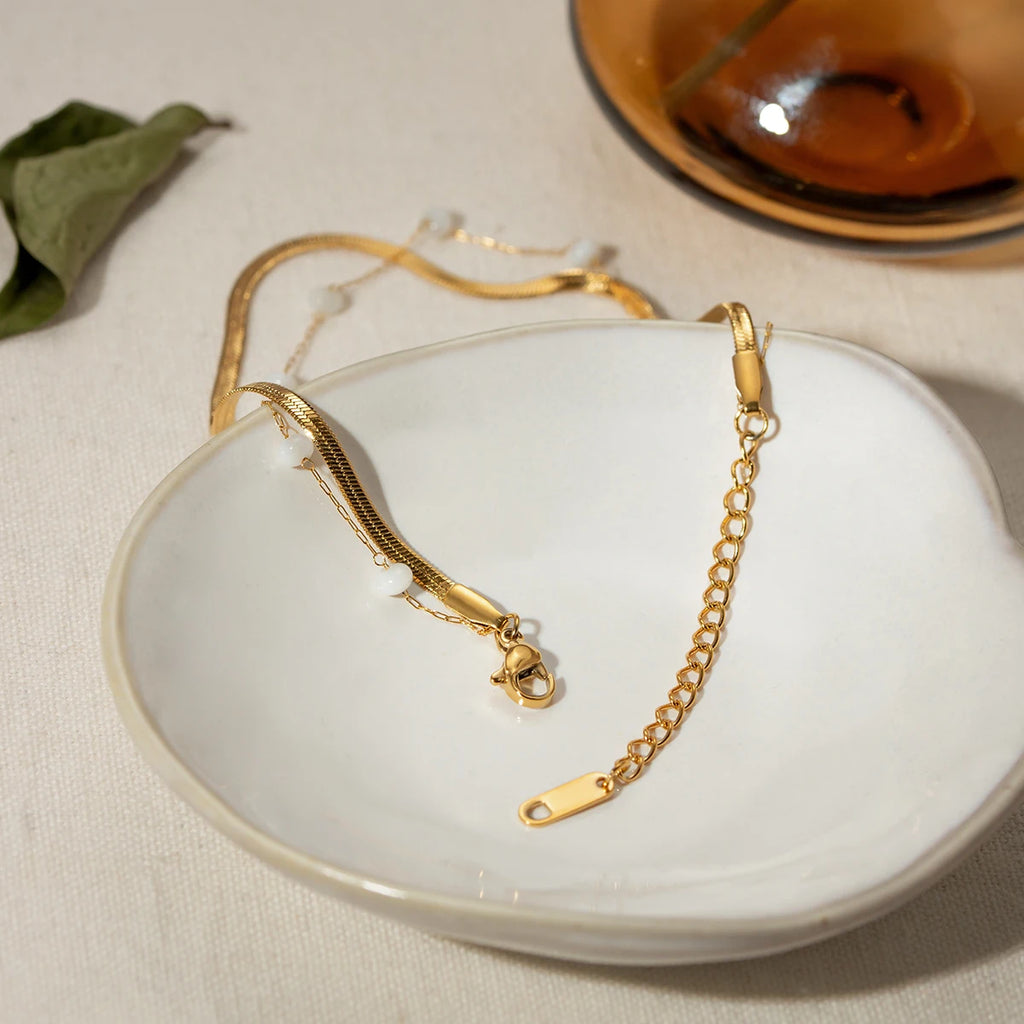 J&D 18K Gold Plated Stainless Steel Tassel Shape Women's Gift Anklet