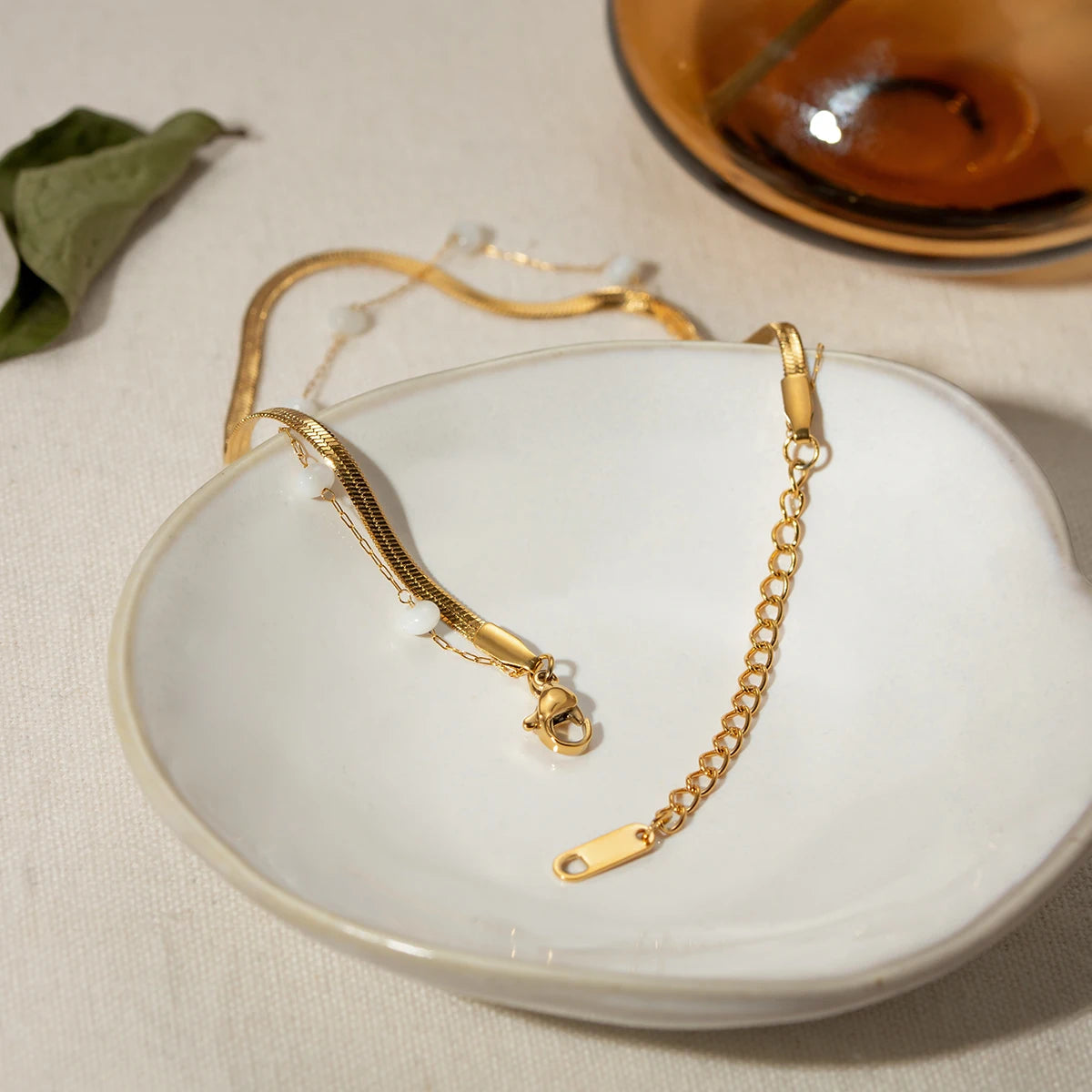 J&D 18K Gold Plated Stainless Steel Tassel Shape Women's Gift Anklet