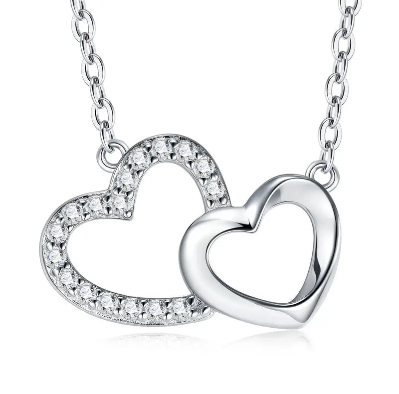 S925 Silver Women's Heart Necklace Round Moissanite Pendant Cross Chain Casual for Hot Sale Non-Fading Jewelry