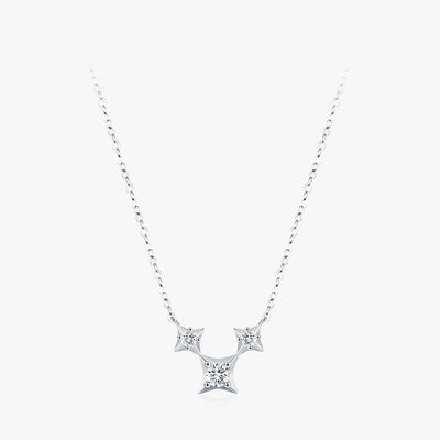 925 Sterling Silver Inlaid Zircon Cute Shiny Star Necklaces
