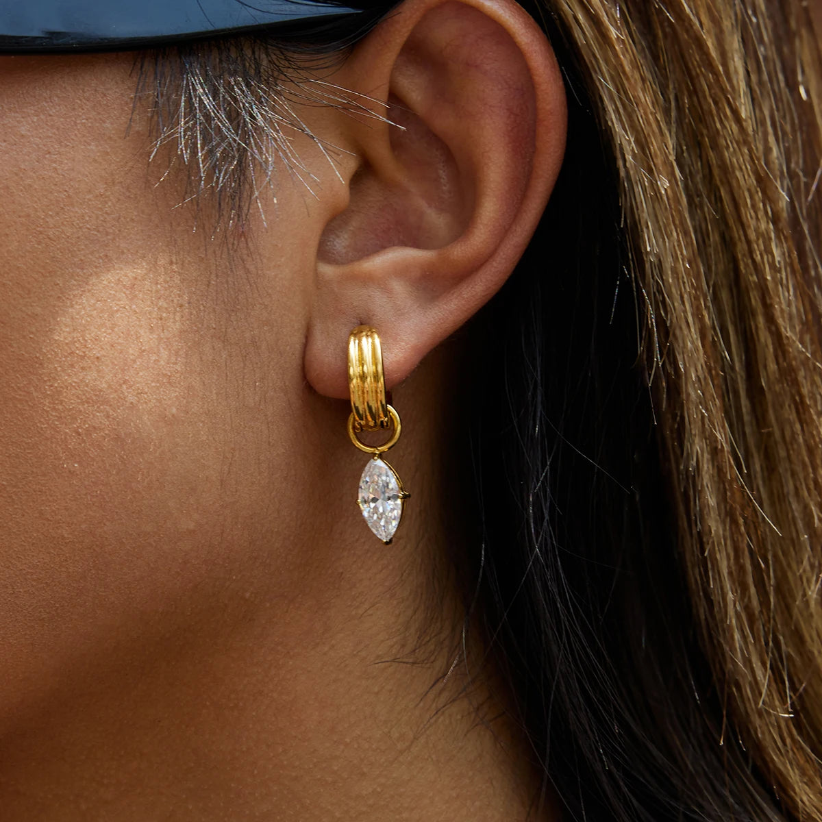 Teardrop Navette Asymmetrical Earrings
