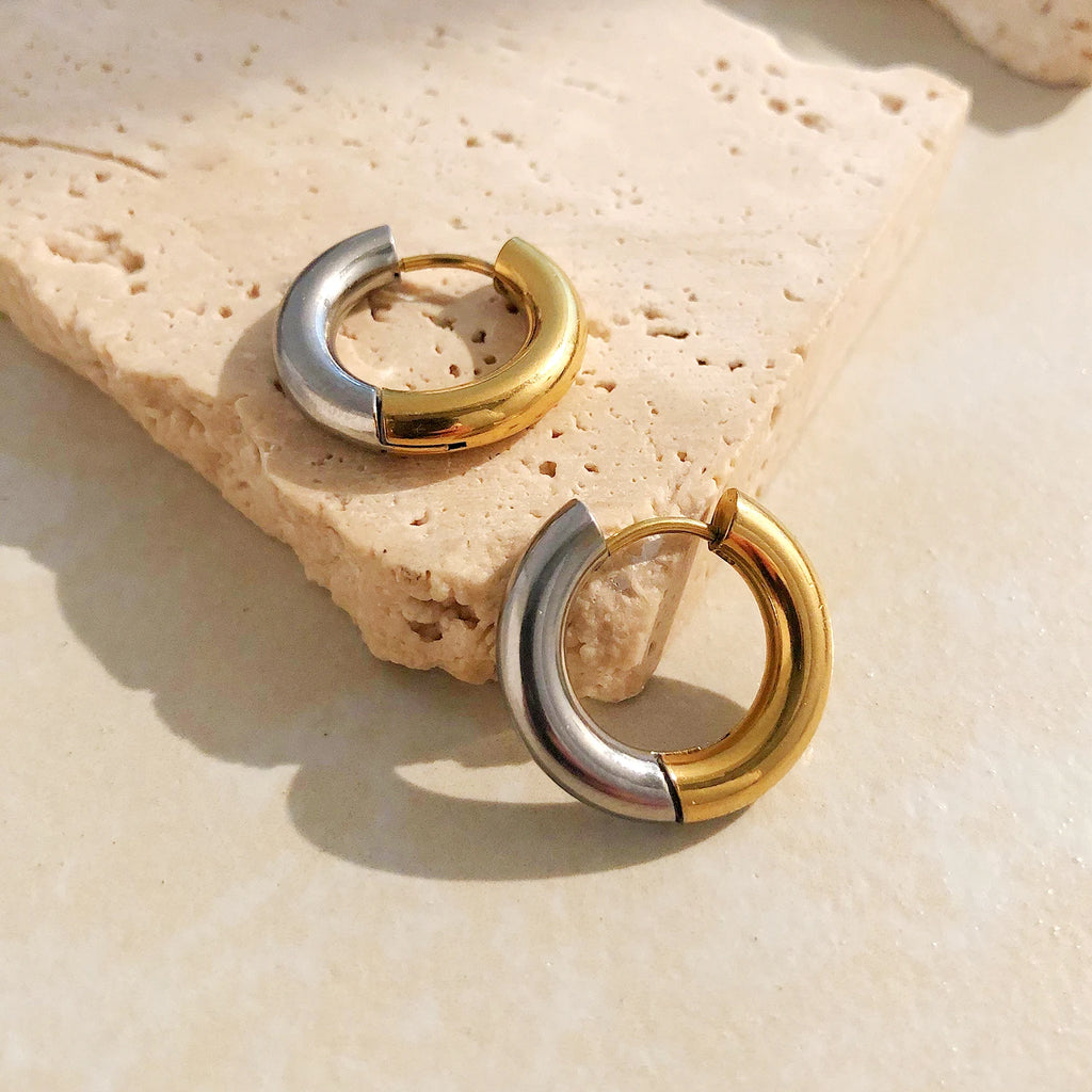 Dual tone Hoop Earrings
