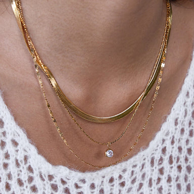 Three Layers Flat Snake Knife Shape String Chain Necklace