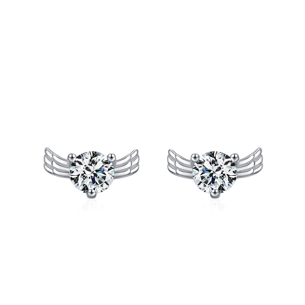 925 Sterling Silver Creative Angel Wings Stud