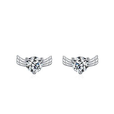 925 Sterling Silver Creative Angel Wings Stud
