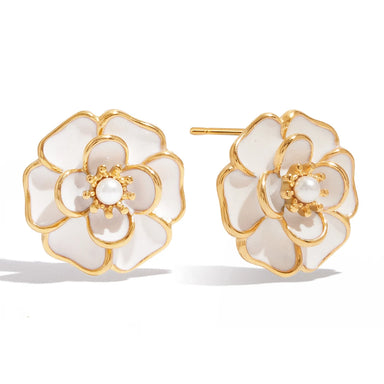 Resin Floral Earrings 18K Gold