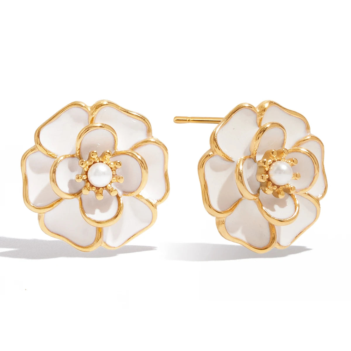 Resin Floral Earrings 18K Gold