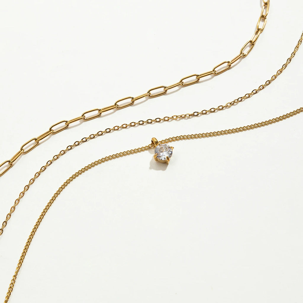 Paperclip Chain Three-Layer Necklace
