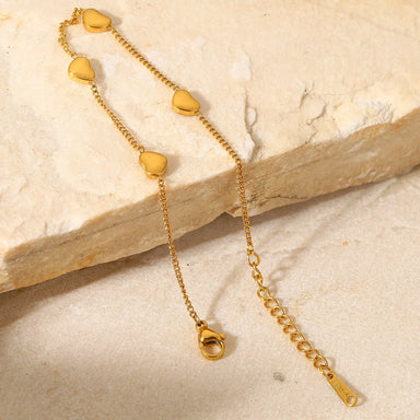 Fine Chain Hearts Charm Bracelet Gift Tarnish Free 18k Gold Plated Simple Jewelry Bracelet for Women