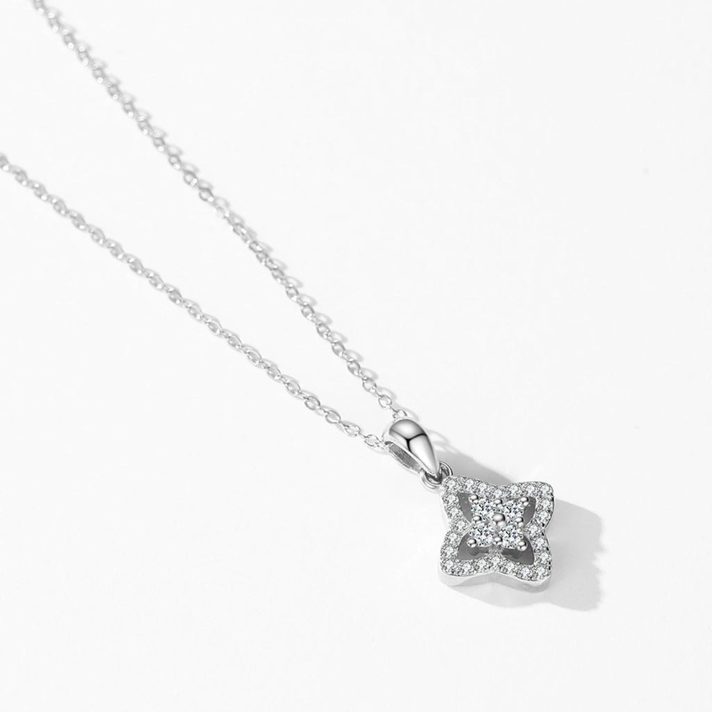 925 Sterling Silver Four-leaf Clover Shining Full-Zircon Lucky Pendant
