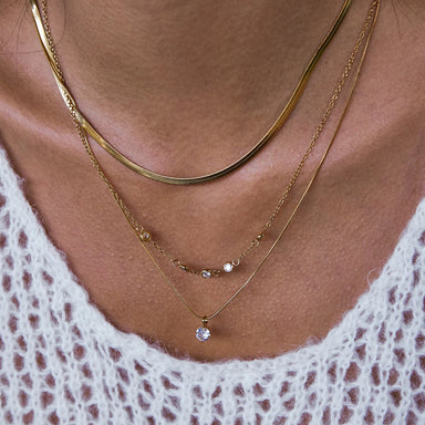 hree Layers Round Flat Snake Chain Necklace