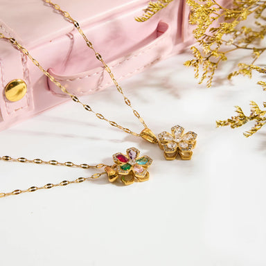 Fidget Spinner Flower Rotatable Pendant Necklace