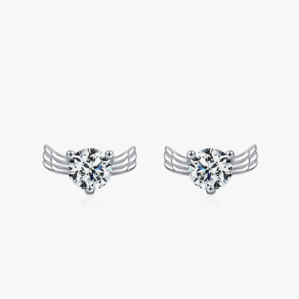 925 Sterling Silver Creative Angel Wings Stud