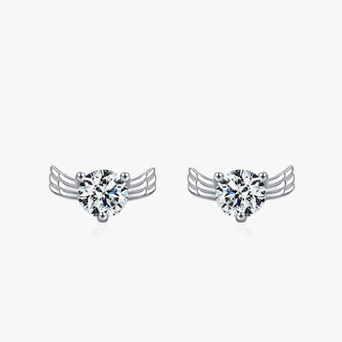 925 Sterling Silver Creative Angel Wings Stud