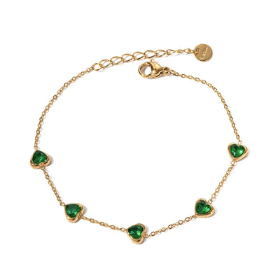 Mulit Green Heart Cubic Zirconia Bracelet