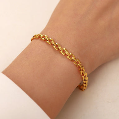 INS 18k Gold Plated Stainless Steel Jewelry Party Gift Geometric Wide Belt Bracelet for Girls