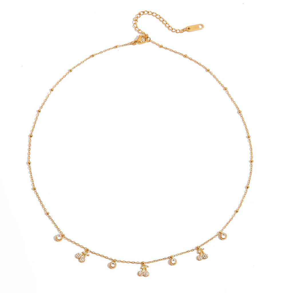 Cherry Round Zircon Chain Necklace
