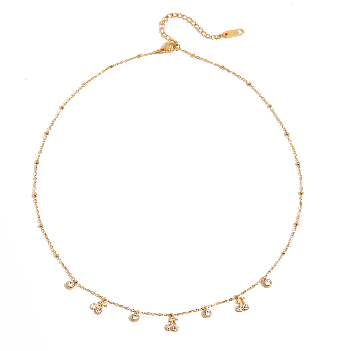 Cherry Round Zircon Chain Necklace