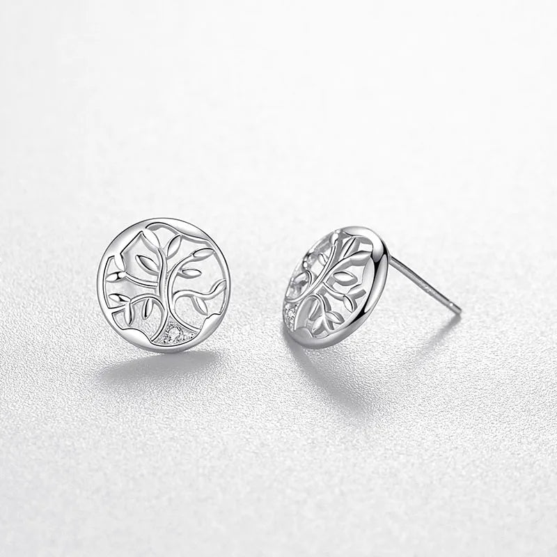 925 Sterling Silver Tree of Life Stud Earrings