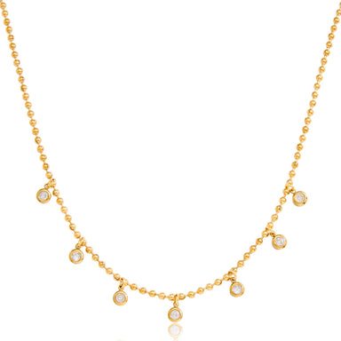 White Zircon Pendant Bead Necklace