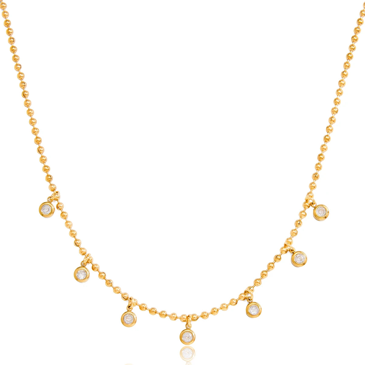 White Zircon Pendant Bead Necklace