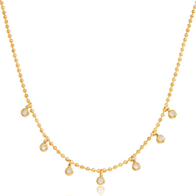 White Zircon Pendant Bead Necklace
