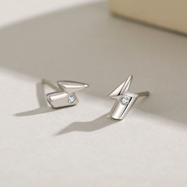 925 Sterling Silver Flash Lightning Stud Earrings