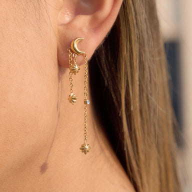 Moon Tassel Earrings 18K Gold