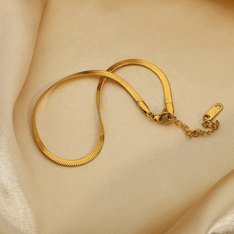Best Selling 5mm Snake Chain Gold 316L Stainless Steel Anklets Set 18K Gold Foot Jewelry Cuban Link Chain Anklets for Women