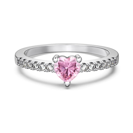 Silver Pink Stereo Hearts Ring