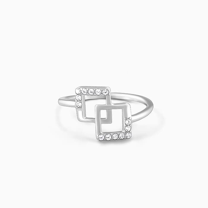 Square Duo Ring Silver