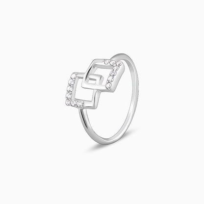 Square Duo Ring Silver