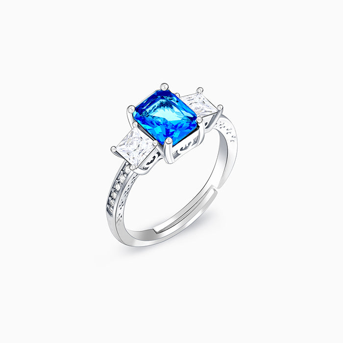 Aqua Blue Baguette Ring