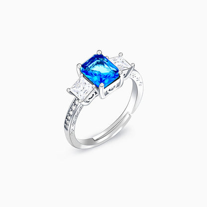 Aqua Blue Baguette Ring